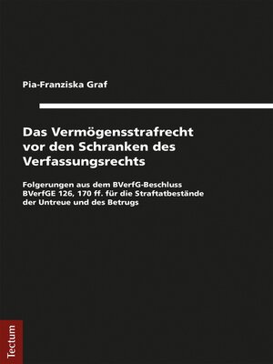 cover image of Das Vermögensstrafrecht vor den Schranken des Verfassungsrechts